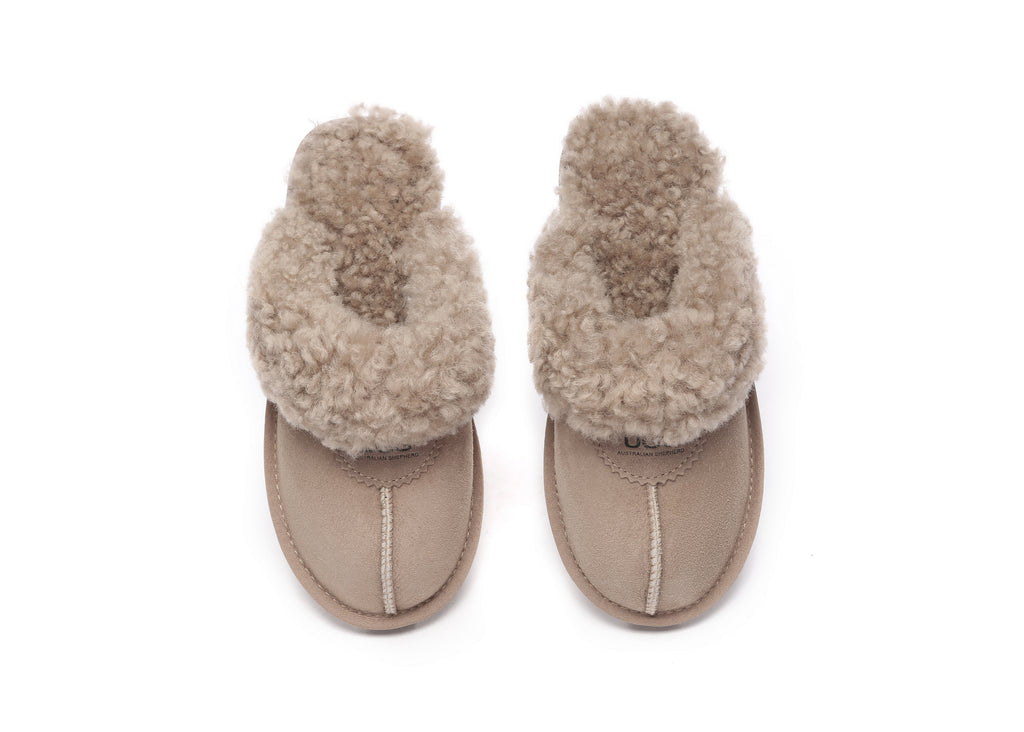 AUSTRALIAN SHEPHERD<sup>®</sup> Double Faced Sheepskin Wool Slippers Waffle Curly