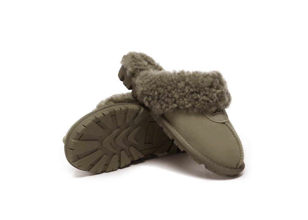 AUSTRALIAN SHEPHERD<sup>®</sup> Double Faced Sheepskin Wool Slippers Waffle Curly
