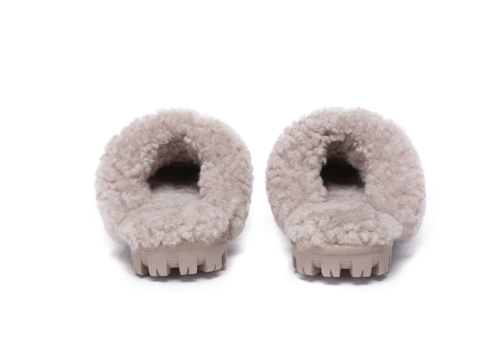 AUSTRALIAN SHEPHERD<sup>®</sup> Double Faced Sheepskin Wool Slippers Waffle Curly