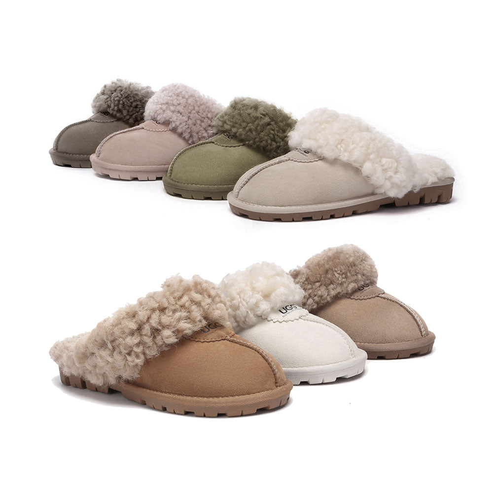 AUSTRALIAN SHEPHERD<sup>®</sup> Double Faced Sheepskin Wool Slippers Waffle Curly