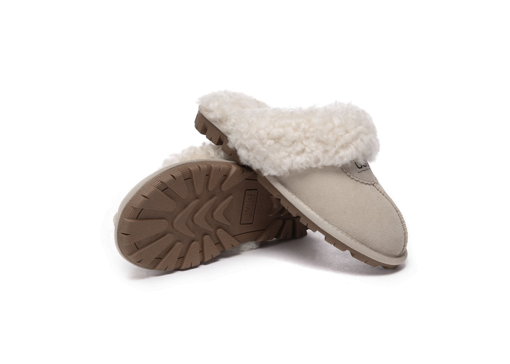 AUSTRALIAN SHEPHERD<sup>®</sup> Double Faced Sheepskin Wool Slippers Waffle Curly