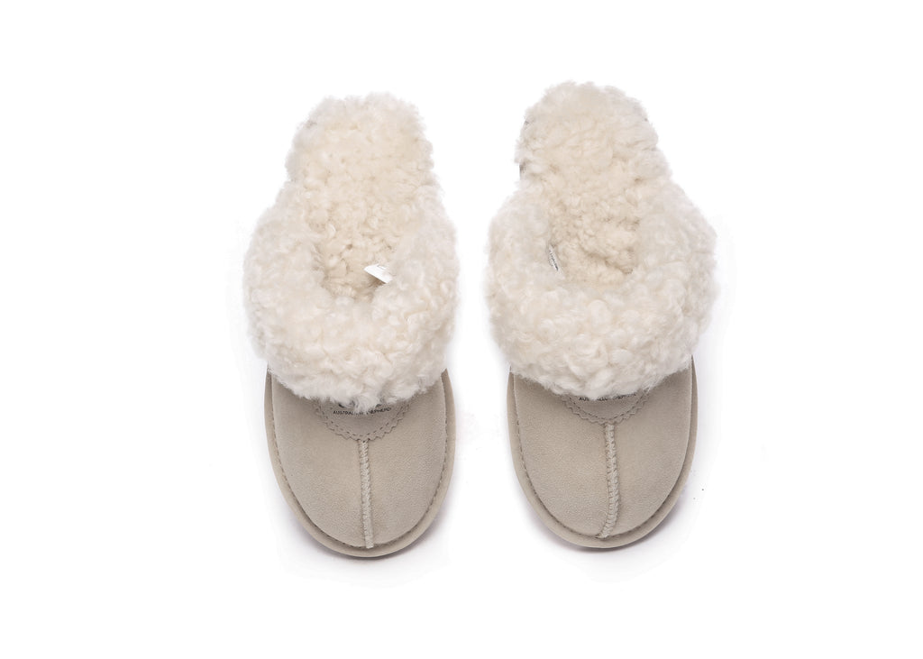 AUSTRALIAN SHEPHERD<sup>®</sup> Double Faced Sheepskin Wool Slippers Waffle Curly