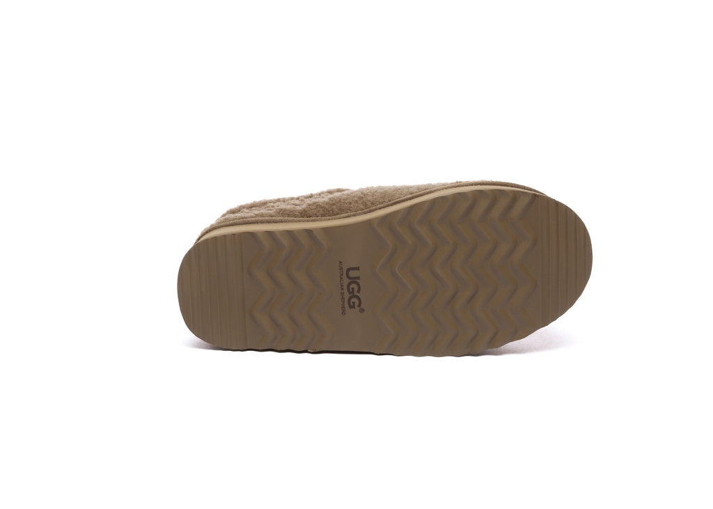 AUSTRALIAN SHEPHERD<sup>®</sup> Sheepskin Wool Plush Ankle Platform Slippers Madge