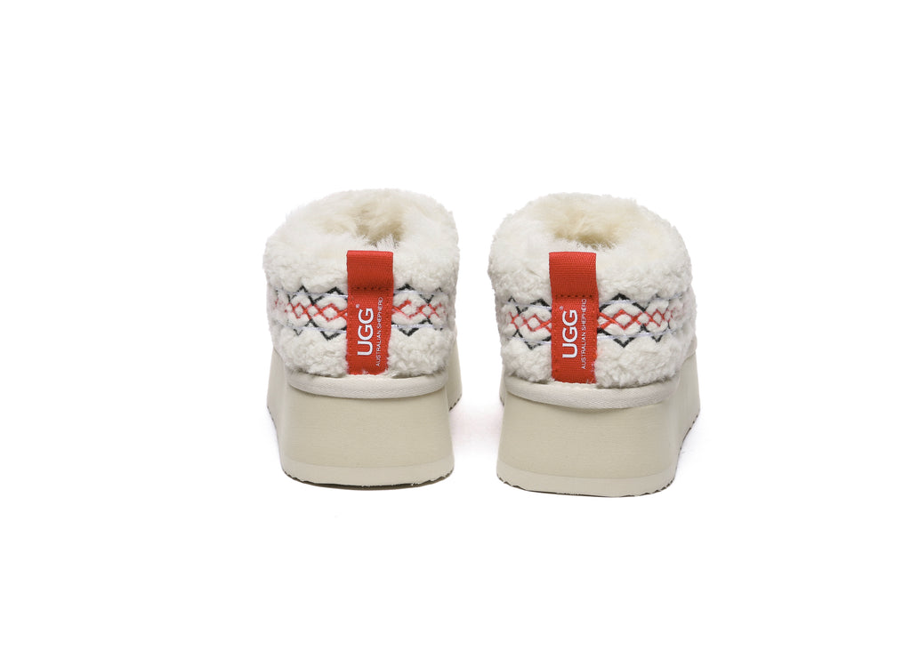 AUSTRALIAN SHEPHERD<sup>®</sup> Sheepskin Wool Plush Ankle Platform Slippers Madge