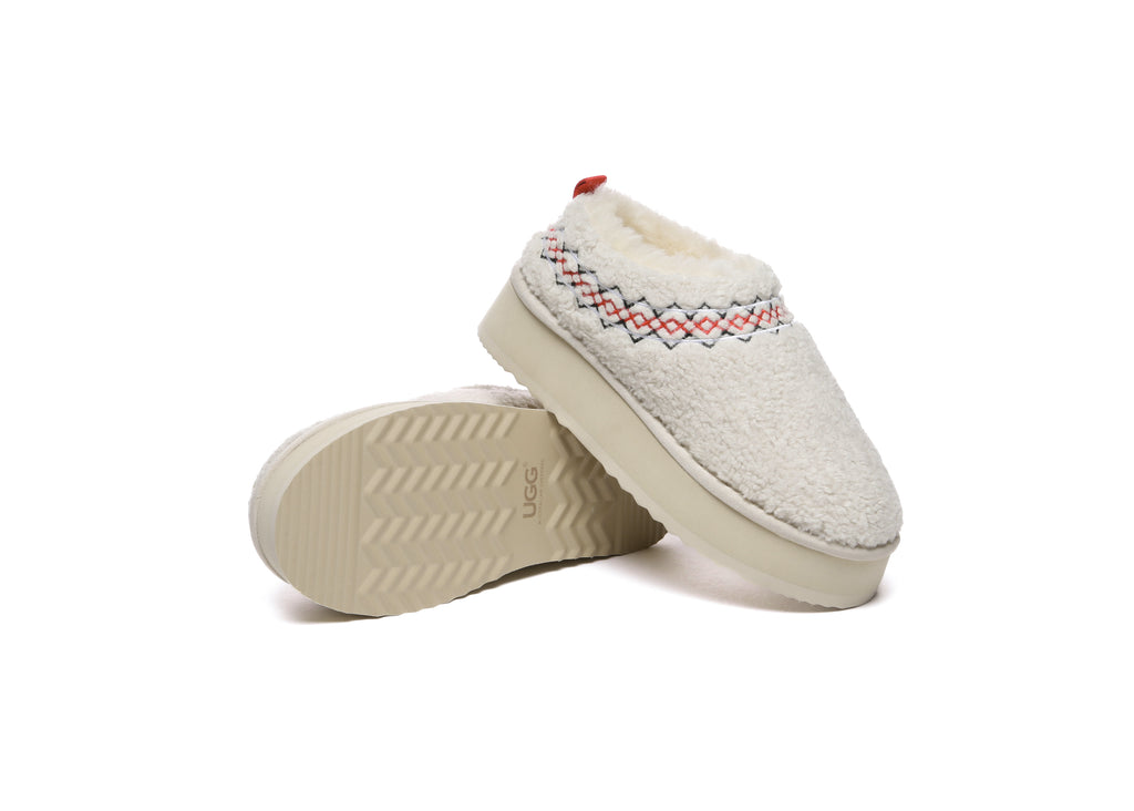 AUSTRALIAN SHEPHERD<sup>®</sup> Sheepskin Wool Plush Ankle Platform Slippers Madge