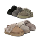 AUSTRALIAN SHEPHERD<sup>®</sup> Women Removable Wool Strap Slingback Platform Slippers Waffle Curly