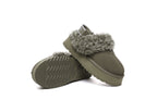 AUSTRALIAN SHEPHERD<sup>®</sup> Women Removable Wool Strap Slingback Platform Slippers Waffle Curly