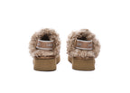 AUSTRALIAN SHEPHERD<sup>®</sup> Women Removable Wool Strap Slingback Platform Slippers Waffle Curly