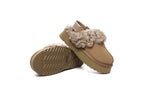 AUSTRALIAN SHEPHERD<sup>®</sup> Women Removable Wool Strap Slingback Platform Slippers Waffle Curly