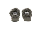 AUSTRALIAN SHEPHERD<sup>®</sup> Women Removable Wool Strap Slingback Platform Slippers Waffle Curly