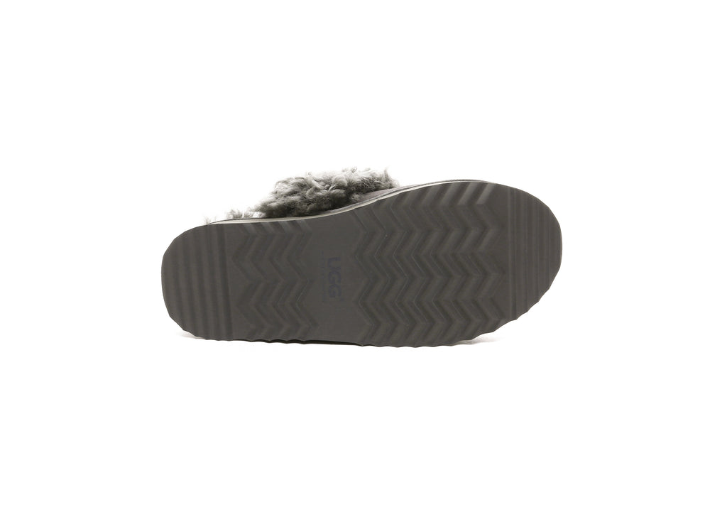 AUSTRALIAN SHEPHERD<sup>®</sup> Women Removable Wool Strap Slingback Platform Slippers Waffle Curly