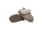 AUSTRALIAN SHEPHERD<sup>®</sup> Women Removable Wool Strap Slingback Platform Slippers Waffle Curly