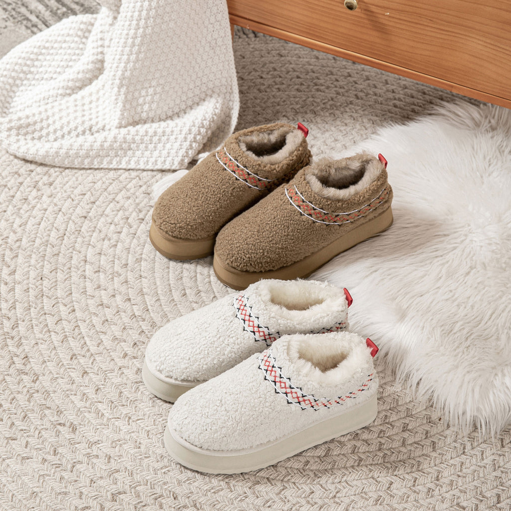 AUSTRALIAN SHEPHERD<sup>®</sup> Sheepskin Wool Plush Ankle Platform Slippers Madge
